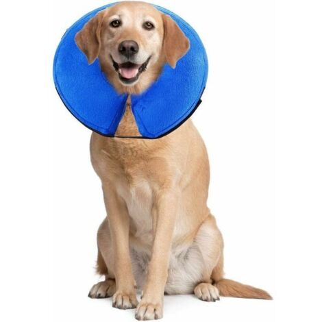Bequemer, aufblasbarer Genesungskragen, Schutzkragen für Hunde und Katzen, verstellbar, waschbar, PS005 L Blau