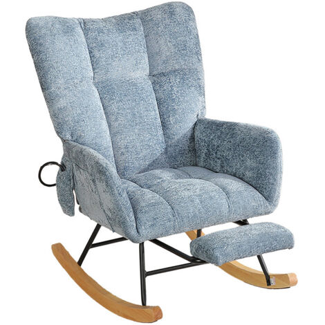 Bequemer Schaukelstuhl mit Fußstützen, ergonomischer Entspannungsstuhl, Blaugrau