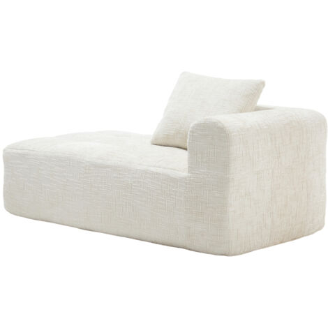 Bequemes Chaiselongue-Sofa, kein Zusammenbau erforderlich, weiches Sofa mit Kissen, Seitentaschen für Fernbedienung und Mobiltelefon, ordentlich und stilvoll, Beige