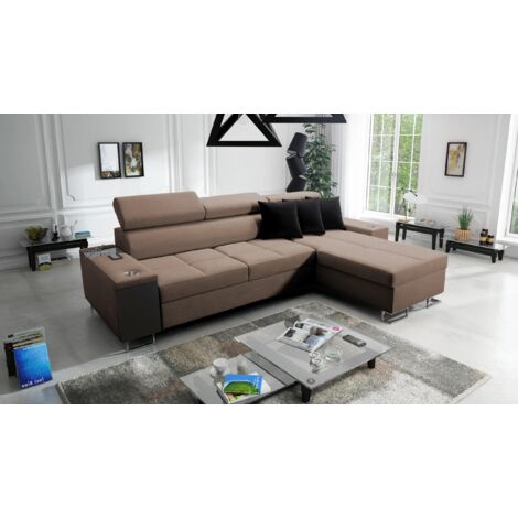 Bequemes Ecksofa mit Schlaffunktion MORENA I MAXI Sawana Braun Rechts