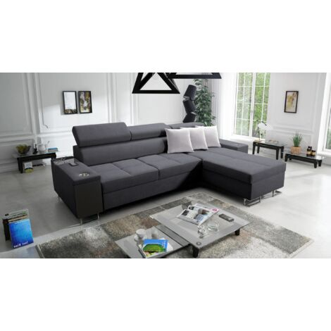 Bequemes Ecksofa mit Schlaffunktion MORENA I MAXI Sawana Graphit Rechts