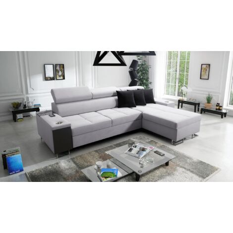 Bequemes Ecksofa mit Schlaffunktion MORENA I MAXI Sawana Hellgrau Rechts