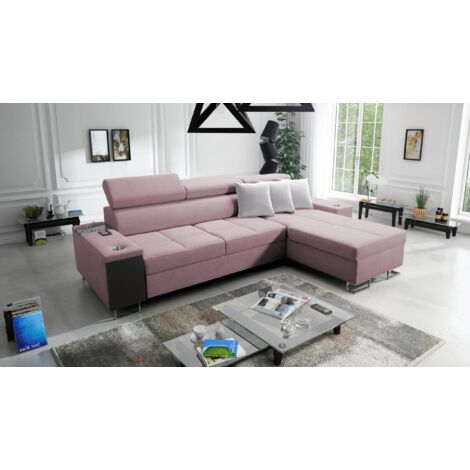 Bequemes Ecksofa mit Schlaffunktion MORENA I MAXI Sawana Rosa Rechts