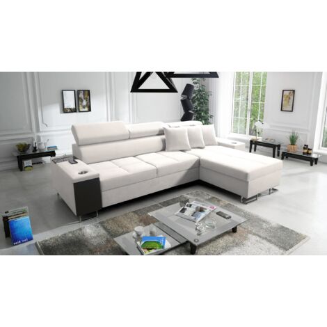Bequemes Ecksofa mit Schlaffunktion MORENA I MAXI Uttario Velvet Ecru Rechts