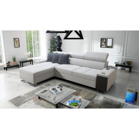 Bequemes Ecksofa mit Schlaffunktion MORENA I MAXI Uttario Velvet Hellgrau Links