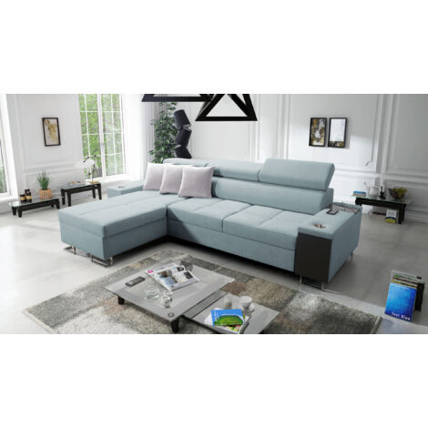 Bequemes Ecksofa mit Schlaffunktion MORENA I MINI Sawana Blaugrau Links