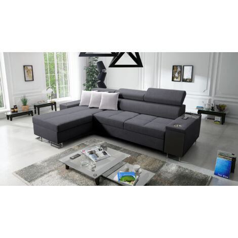 Bequemes Ecksofa mit Schlaffunktion MORENA I MINI Sawana Graphit Links