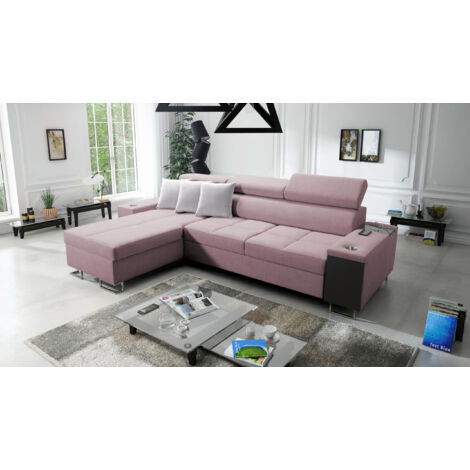 Bequemes Ecksofa mit Schlaffunktion MORENA I MINI Sawana Rosa Links