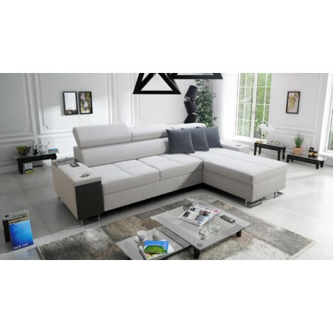 Bequemes Ecksofa mit Schlaffunktion MORENA I MINI Uttario Velvet Hellgrau Rechts