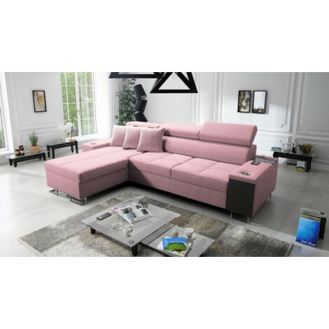 Bequemes Ecksofa mit Schlaffunktion MORENA I MINI Uttario Velvet Rosa Links