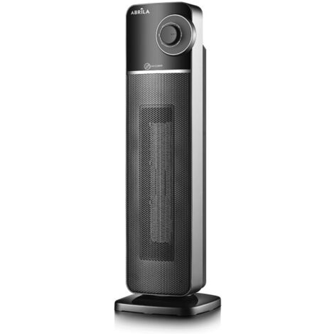Bequia Radiateur Soufflant Vertical Céramique Noir/Argent 2000W 2 Puissances 3 Fonctions Oscillant Anti-Basculement (61x20x20cm)