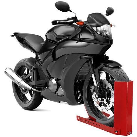 HOMCOM Lève moto béquille d'atelier stand moto tout-terrain moto cross  supermotard hauteur réglable acier rouge et noir pas cher 