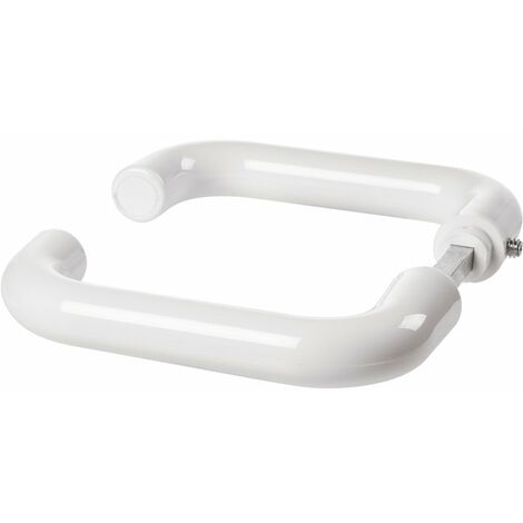 Vachette – Poignée de porte béquille double nylon coudée blanc – Longueur carré 75mm – Épaisseur de porte 38 à 48mm – Compatible rosaces Arcolor
