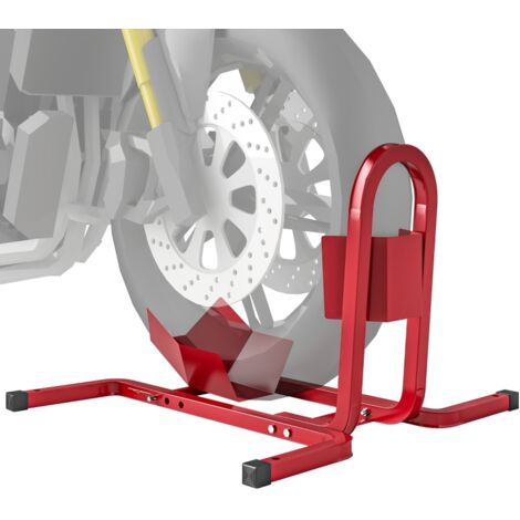 Béquille de moto pour roue avant de 17 à 21 pouces (430 à 530 mm), réglable, en métal, rouge