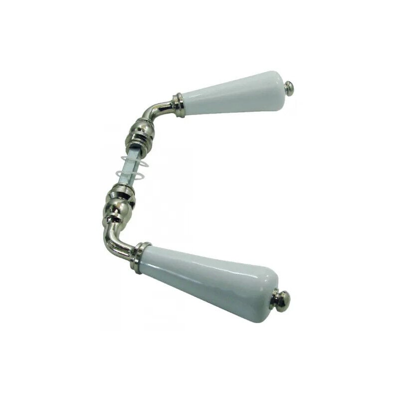 Dt 2000 - Béquille double canon en porcelaine blanche et laiton chromé.