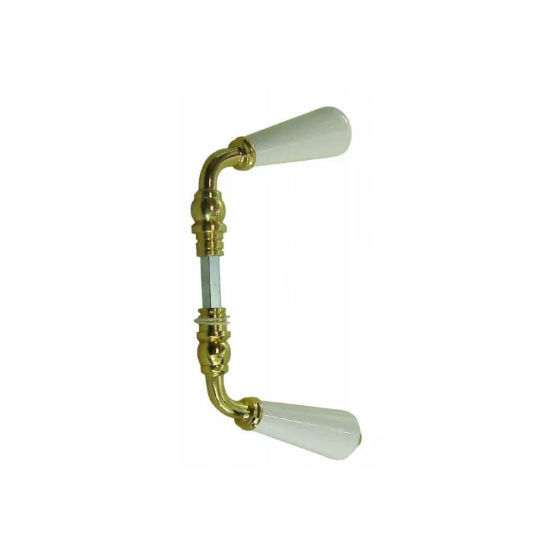 Dt 2000 - Béquille double canon en porcelaine blanche et laiton poli.