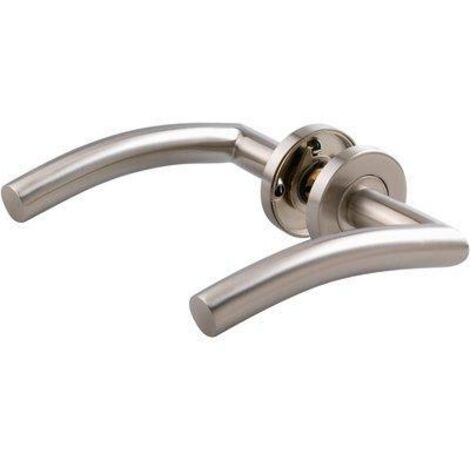 Béquille Double en Inox avec Rosace Normbau C19 – Modèle Classique Argent
