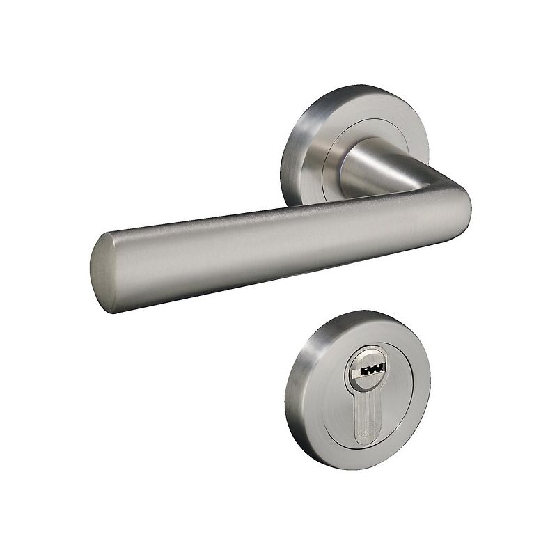 Béquille double laiton sur rosace ligne Suede fintion nickelé satiné - DCG