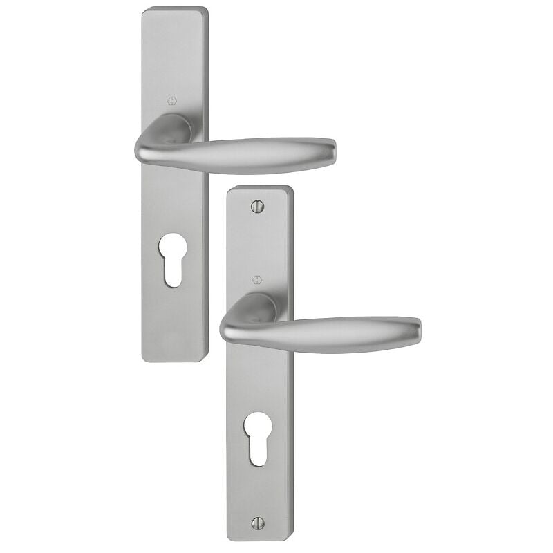 Hoppe - Béquille double sur plaque carrée 195 mm New York porte 48-57 mm clé i alu aspect inox