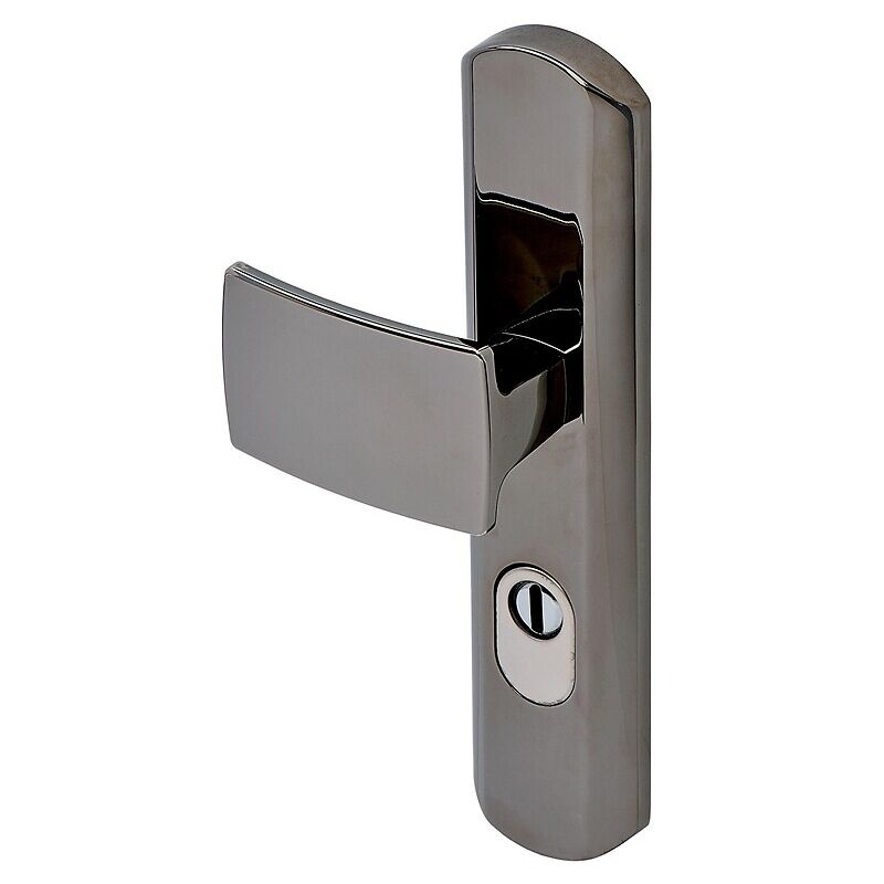 Béquille double sur plaque de sécurité type Artis clé i finition platine Vachette