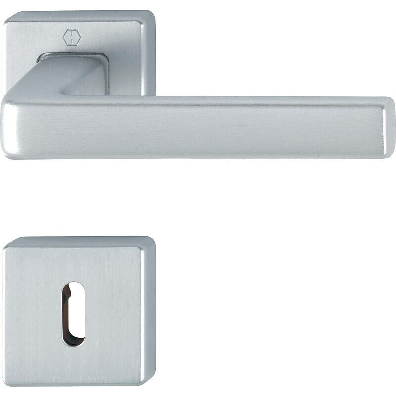 Hoppe - Béquille double sur rosace carré Dublin pose express finition chromé satiné condamnation