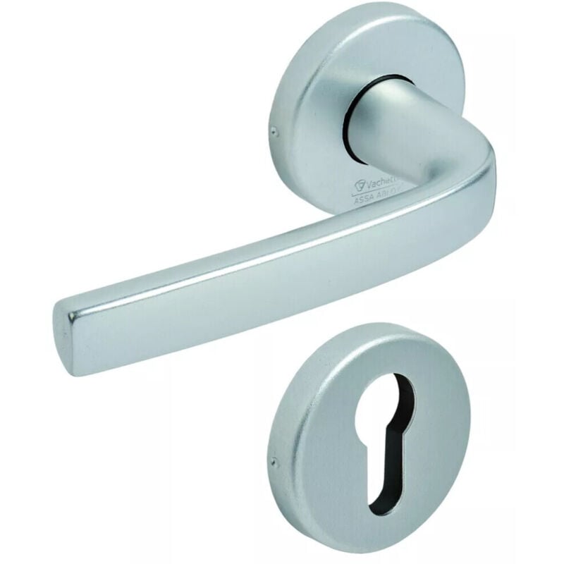 Vachette - Béquille double sur rosaces ligne Logio aluminium anodisé argent clé l