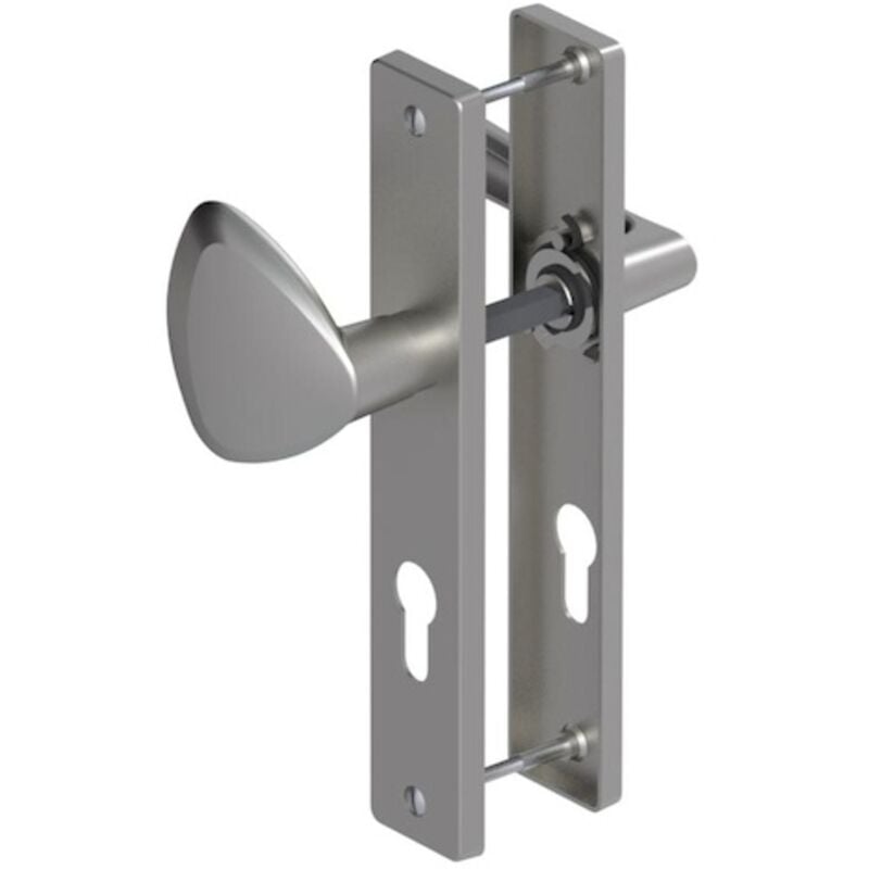 Vachette - Ensemble flex grande plaque (entraxe 195 mm) - Fonction : clé i - Épaisseur de porte : 38/43 mm - Section du carré : 70 mm - Chromé satin