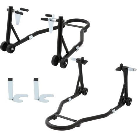 Béquille Roue Avant et Arrière, Capacité 550 kg, Lève-Moto Tête avec Fourche Double et Bras Oscillant U+L, Support de Levage en Acier pour Réparation Entretien Stockage Domicile