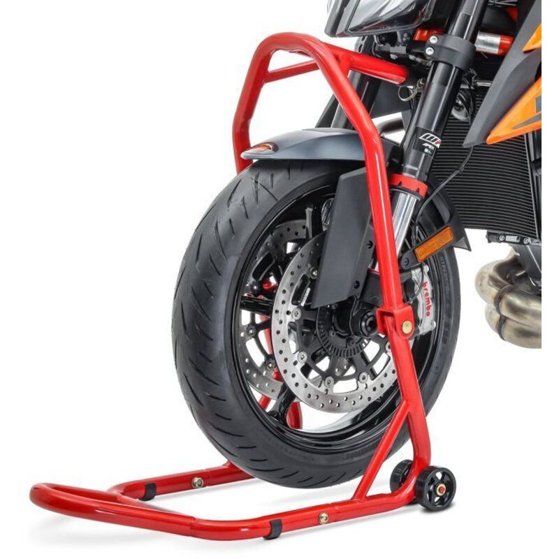 Béquille sous tete de fourche Constands Classic 27mm leve moto roue avant rouge
