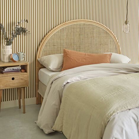 Berah Getah – Tête de lit en rotin naturel 145 cm – Hauteur 120 cm – À poser contre le mur – Style bohème pour lit 140 cm