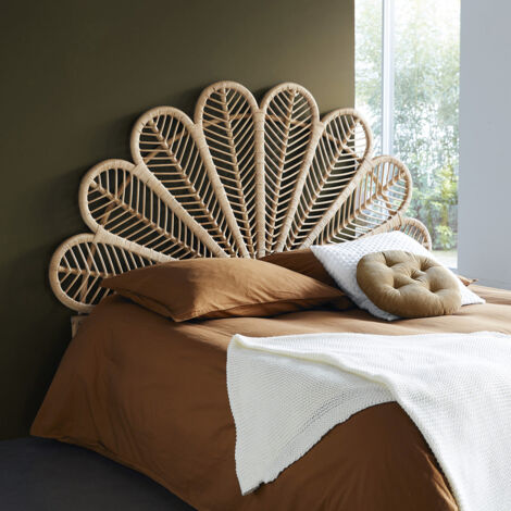Berah Getah – Tête de lit en rotin naturel 160 cm – Design demi-lune – Hauteur 135 cm – Longueur 180 cm – Livrée montée pour installation facile