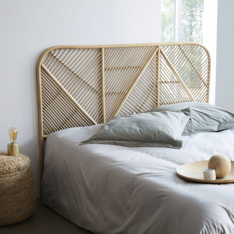 Berah Getah – Tête de lit en rotin naturel 165 cm – Hauteur 115 cm – Style bohème pour chambre – Livrée montée, garantie 5 ans