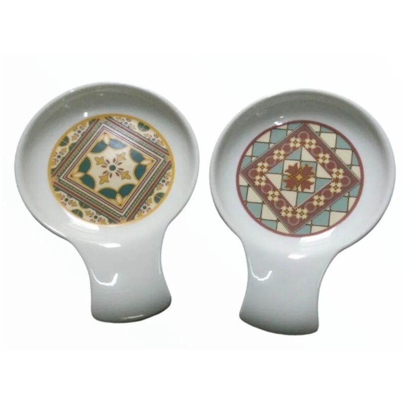 Berandani - 2 poggiamestolo eclettico serie Le Cementine in porcellana