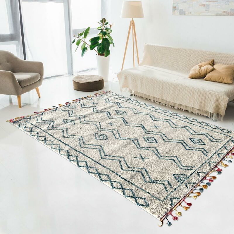 

Madida estilo alfombra bereber en polipropileno crema - Bleu