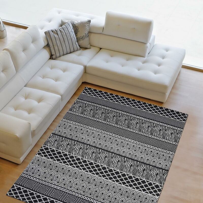 

Berber alfombra estilo de 140x200 cm rectangular ZIGZOU gris Salón tejida a mano adecuado para calefacción por suelo radiante - Gris