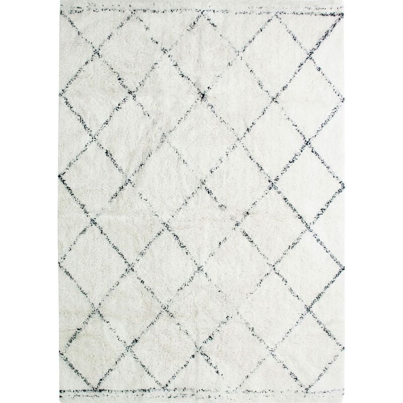 Berbere losange - Tapis berbère en coton motifs losanges écru naturel 160x230