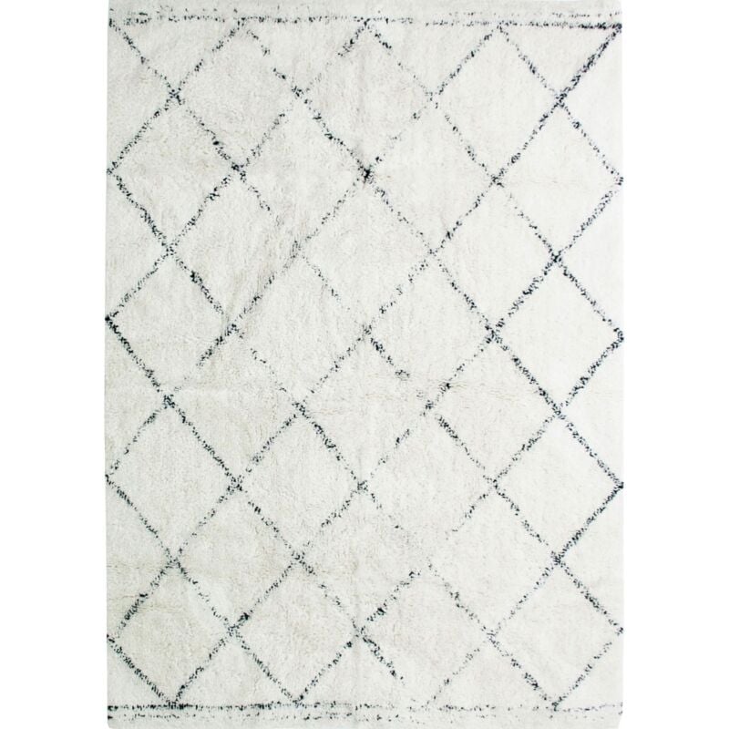 Berbere losange - Tapis berbère en coton à motifs losanges écru naturel 70x110