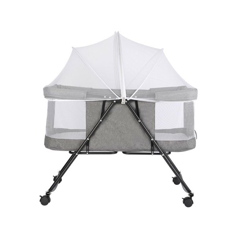 Berceau Bébé Pliable Lit Bébé Portable de Voyage avec Ciel Moustiquaire et Sac de Transport de Gris 106 x 92 x 55CM