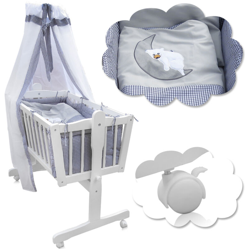 Vitalispa - Lit bébé, Blanc, avec roulettes
