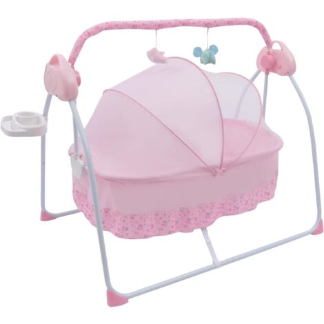 Berceau pour bébé, berceau électrique, berceau électrique, berceau électrique, fauteuil à bascule Bluetooth avec musique, fauteuil à bascule de sécurité pour bébé de 0 à 24 mois (Rose)