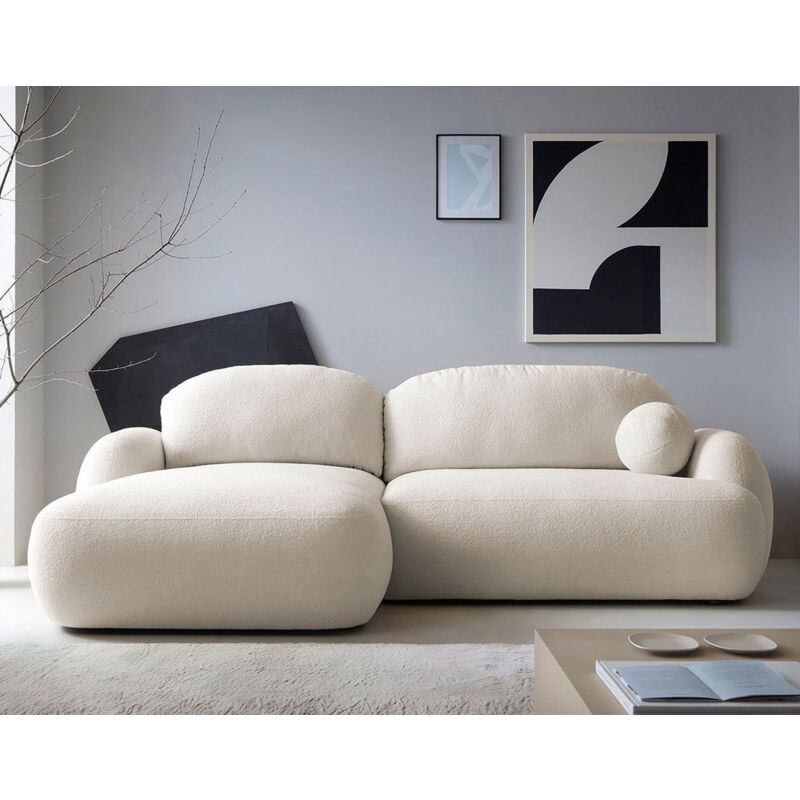 Bestmobilier - Berenice - canapé d'angle gauche 4 places convertible avec coffre en tissu bouclette