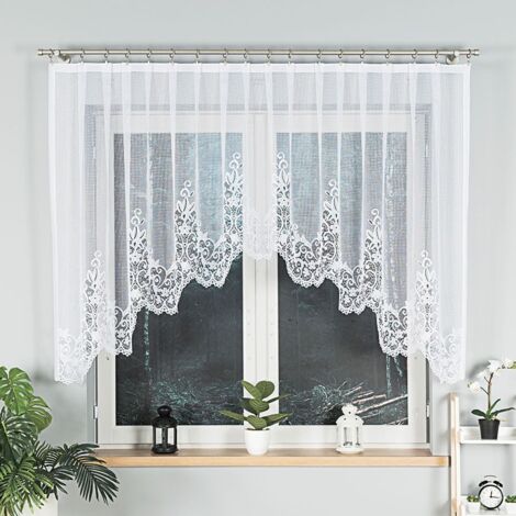 BERENIKA - Fertiger Jacquardvorhang mit Schnitt unten - 330x130 cm - weiß