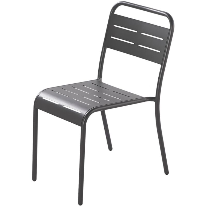 Concept-usine - bergame - Lot de 4 chaises en acier gris foncé