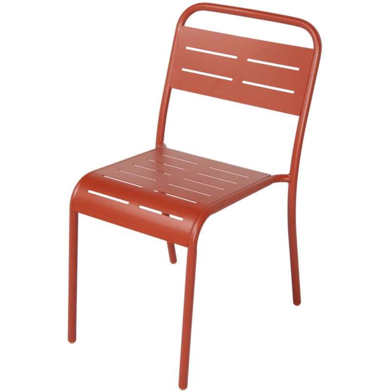 Concept-usine - bergame - Lot de 4 chaises salon de jardin repas terracotta