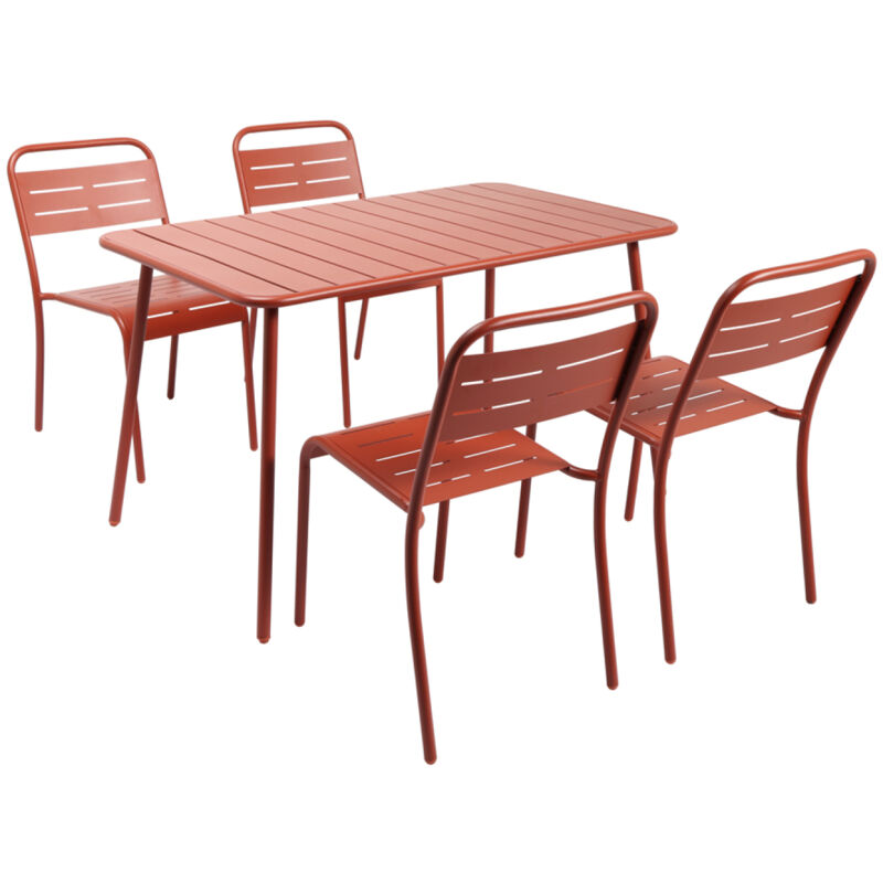 Concept-usine - bergame - Salon de jardin repas 4 à 6 places terracotta