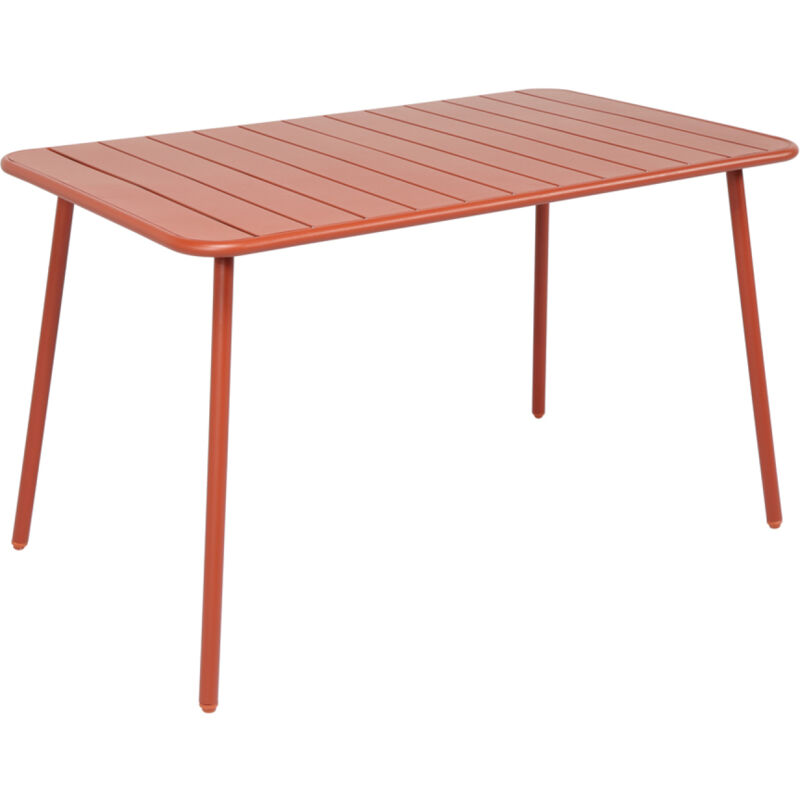 Concept-usine - bergame - Table salon de jardin repas 4 à 6 places 120x70cm terracotta