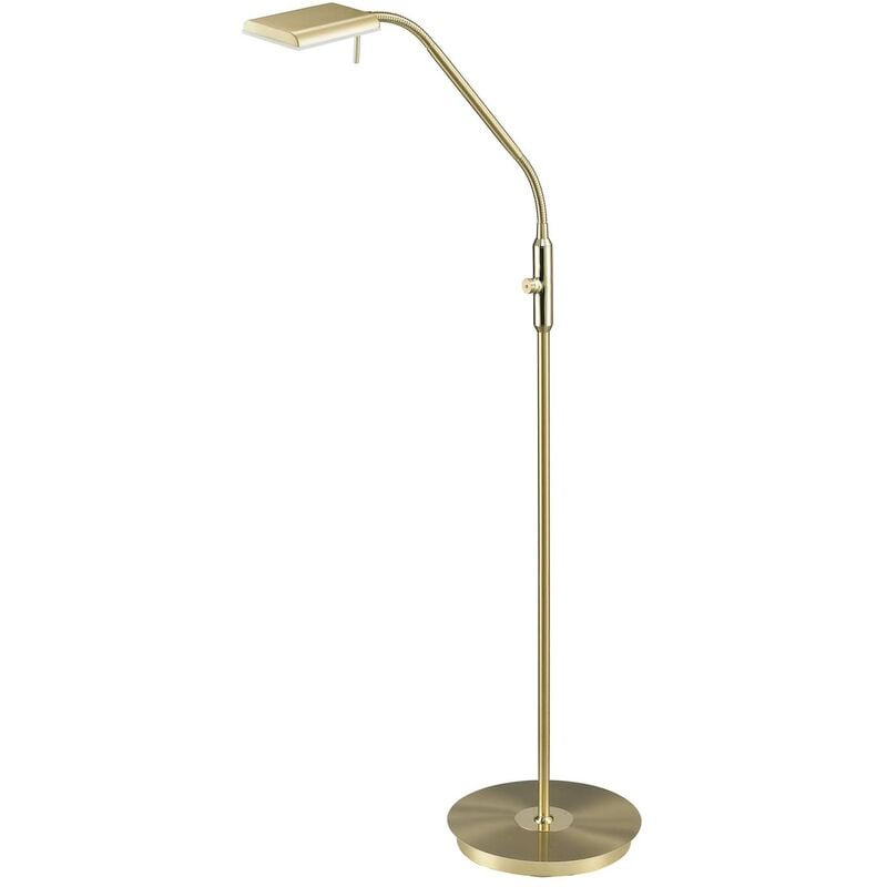 Bergamo Lampadaire led en laiton satiné avec bras flexible et variateur tactile h. 135 cm