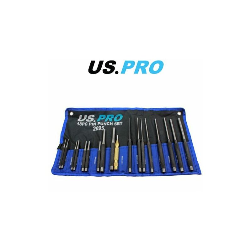 Us Pro - 18pc Pin Punch Set With Automotive Centre Punch 2095