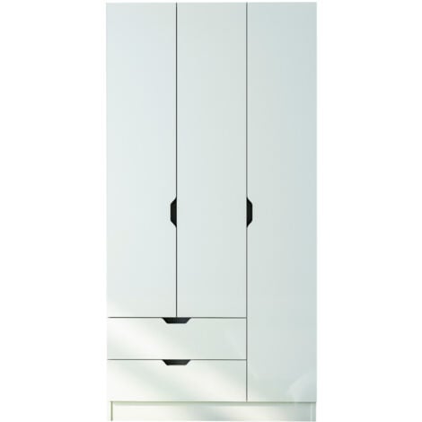 EVUHOME BERGEN 3 Door 2 Drawers White Wardrobe