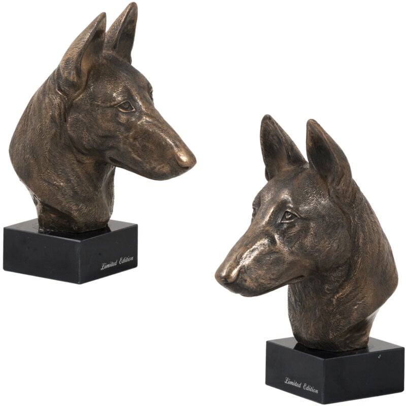 Berger Belge Malinois - statuette de chien, buste sur socle en pierre, sculpture, trophée pour une exposition canine par Art-Dog